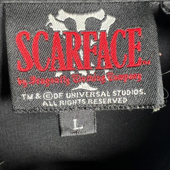 Vintage Scarface Tony Montana Universal Studios Dragonfly Button Shirt Sz L - Picture 4 of 7